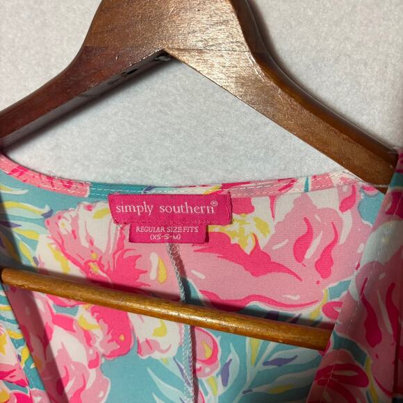 Simply Southern Kimono Open Front Cardigan Women's OS Tropical Floral Print - Picture 2 of 6